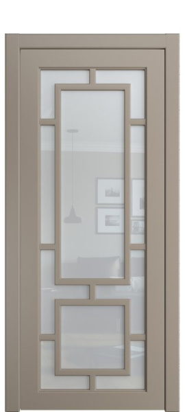 Дверь межкомнатная Порта Алекс СОЛО 1 Латте эмаль, стекло прозрачное