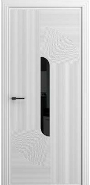 Дверь межкомнатная Порта Алекс СОЛО 6 Белоснежная эмаль, стекло черное