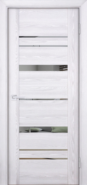 Дверь межкомнатная Бизнес Парк КРИСТАЛ 10 со стеклом Сатинат Ясень Ривьера айс 600*2000 мм