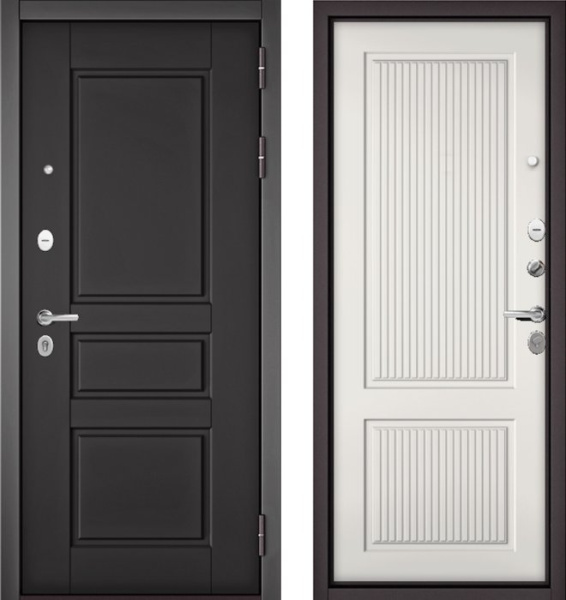 Входная дверь МАСТИНО TRUST MASS 2 Графит софт / 198 Белый софт