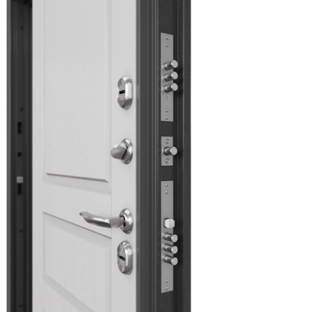 Дверь входная для коттеджа ТЕРМО СПЛИТ, 2050*960*100, Антрацит букле R-6 / Дуб белый матовый TD-2, ПРАВАЯ