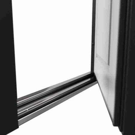 Дверь входная ТРАСТ ЭКО PP, Антрацит букле, рис. 9ED-0, Черный матовый/Эмаль белоснежная 2050*860*90 мм, ПРАВАЯ