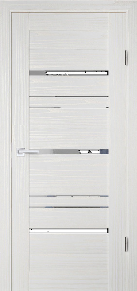 Дверь межкомнатная Бизнес Парк КРИСТАЛ 15 Стекло зеркальное ПВХ Ясень ривьера айс 600*2000 мм