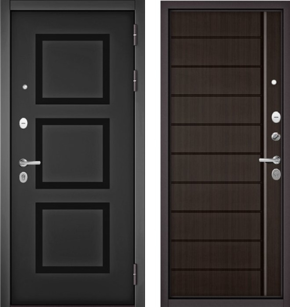 Входная дверь МАСТИНО TRUST MASS 192 Черный матовый / 136 Шоколад ларче