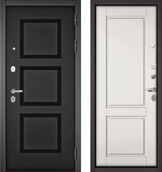 Входная дверь МАСТИНО TRUST MASS 192 Черный матовый / D-1 Белый матовый