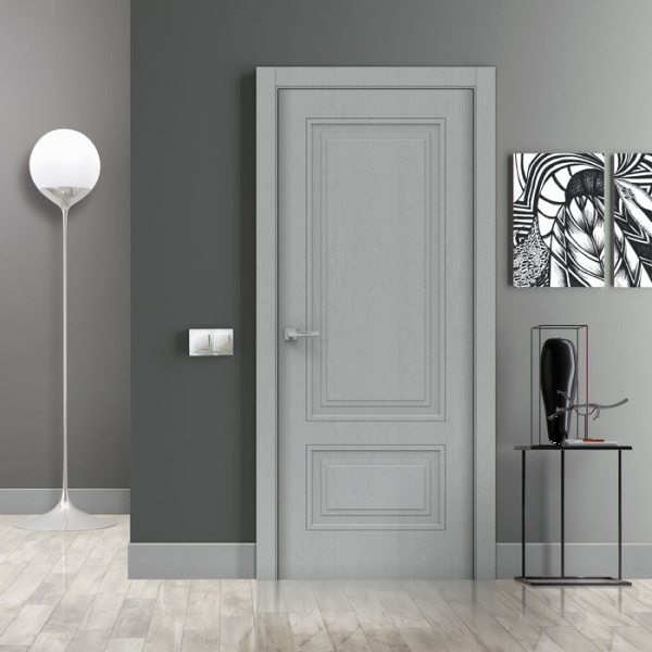 Дверь межкомнатная глухая Бизнес Парк Piramida 1 цвет Жемчуг 600*2000 мм без замка и петель