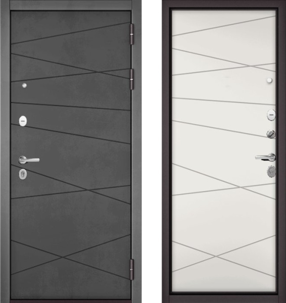 Входная дверь МАСТИНО TRUST MASS 130 Бетон темный / 130 Белый софт