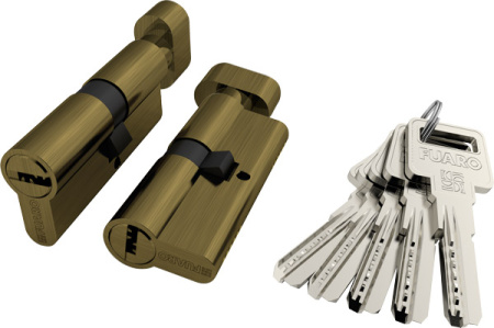 Цилиндровый механизм с вертушкой R602/60 mm (25+10+25) AB бронза 5 кл.