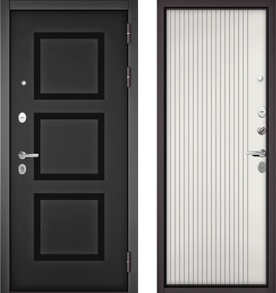 Входная дверь МАСТИНО TRUST MASS 192 Черный матовый / 161 Белый матовый Белый софт