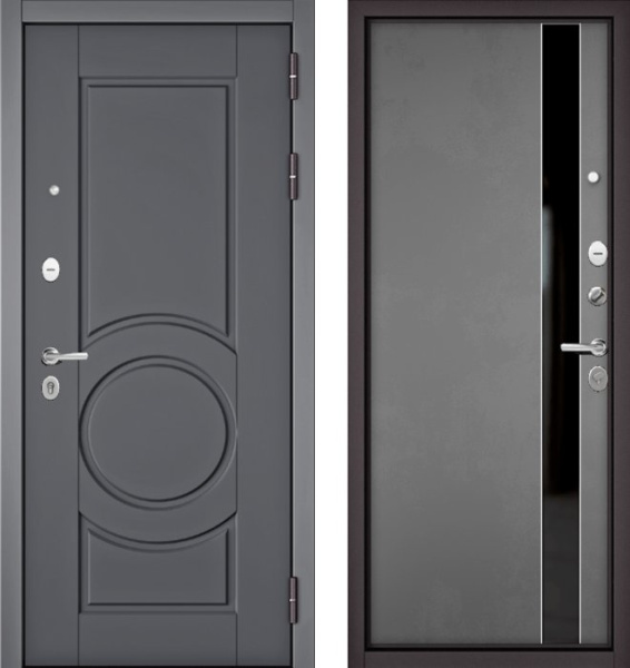 Входная дверь МАСТИНО TRUST MASS 6 Оскуро / Si-3 Оскуро Велютто + Lakobel Black