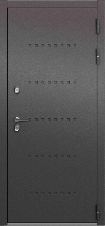 Дверь входная для коттеджа ТЕРМО СПЛИТ  880*2050, Букле шоколад / дуб белый матовый, ПРАВАЯ