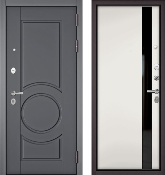 Входная дверь МАСТИНО TRUST MASS 6 Оскуро / Si-3 Белый матовый + Lakobel Black