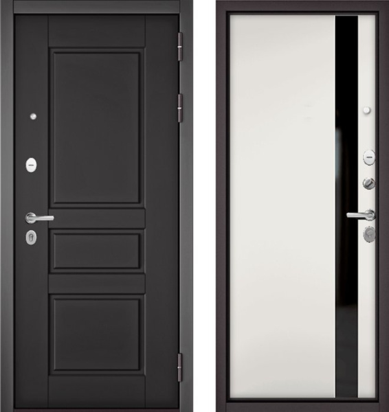 Входная дверь МАСТИНО TRUST MASS 2 Графит софт / Si-3 Белый матовый + Lakobel Black