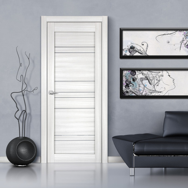 Дверь межкомнатная остекленная Бизнес Парк КРИСТАЛ 61, цвет - Сандал белый, стекло - Сатинат 600*2000 мм