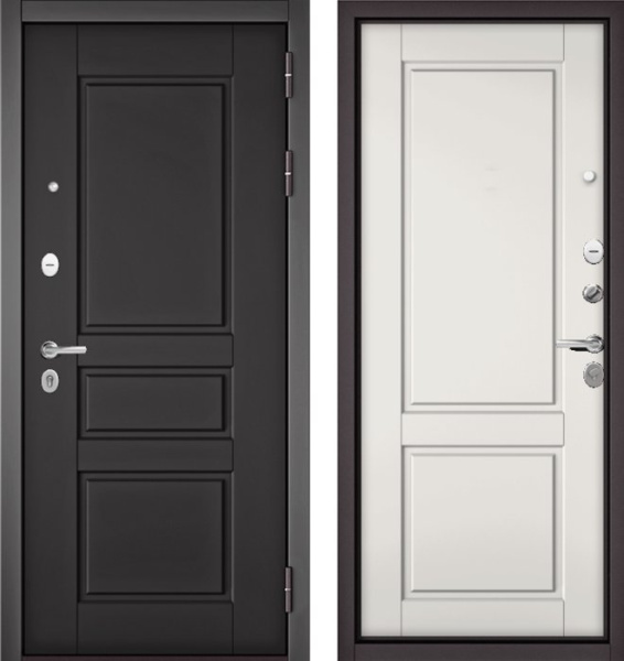 Входная дверь МАСТИНО TRUST MASS 2 Графит софт / D-1 Белый матовый