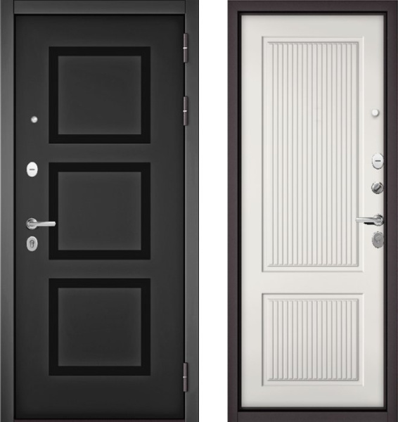 Входная дверь МАСТИНО TRUST MASS 192 Черный матовый / 198 Белый софт