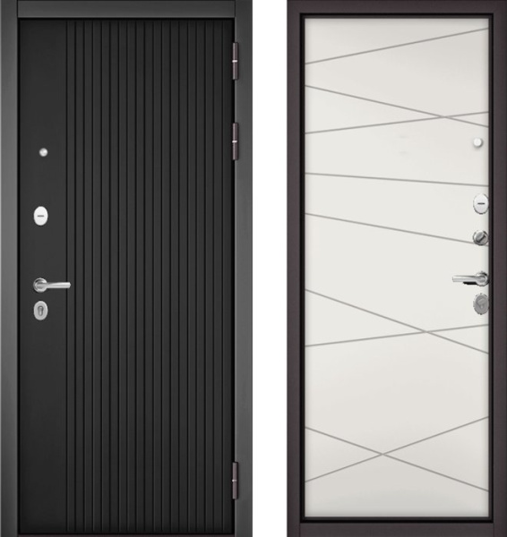 Входная дверь МАСТИНО TRUST MASS 132 Графит софт / 130 Белый софт