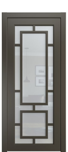 Дверь межкомнатная Порта Алекс СОЛО 1 Гриджио эмаль, стекло прозрачное
