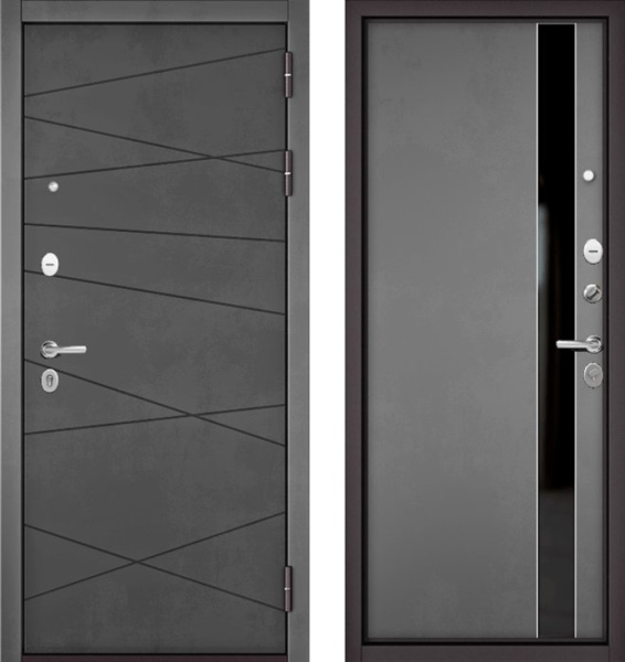 Входная дверь МАСТИНО TRUST MASS 130 Бетон темный / Si-3 Оскуро Велютто + Lakobel Black