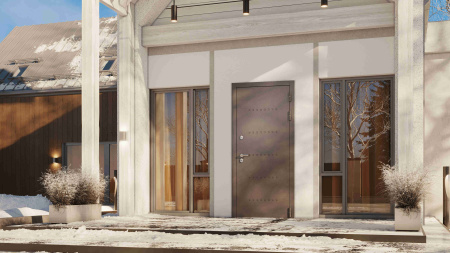 Дверь входная ТЕРМО СПЛИТ, 960*2050, Букле шоколад / дуб белый матовый, ЛЕВАЯ